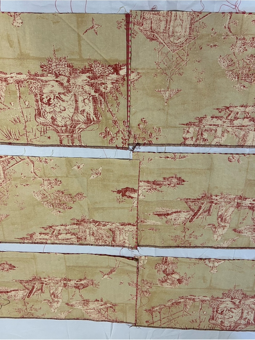 10 Unfinished Toile de Jouy Fabric Panels for DIY Pillows